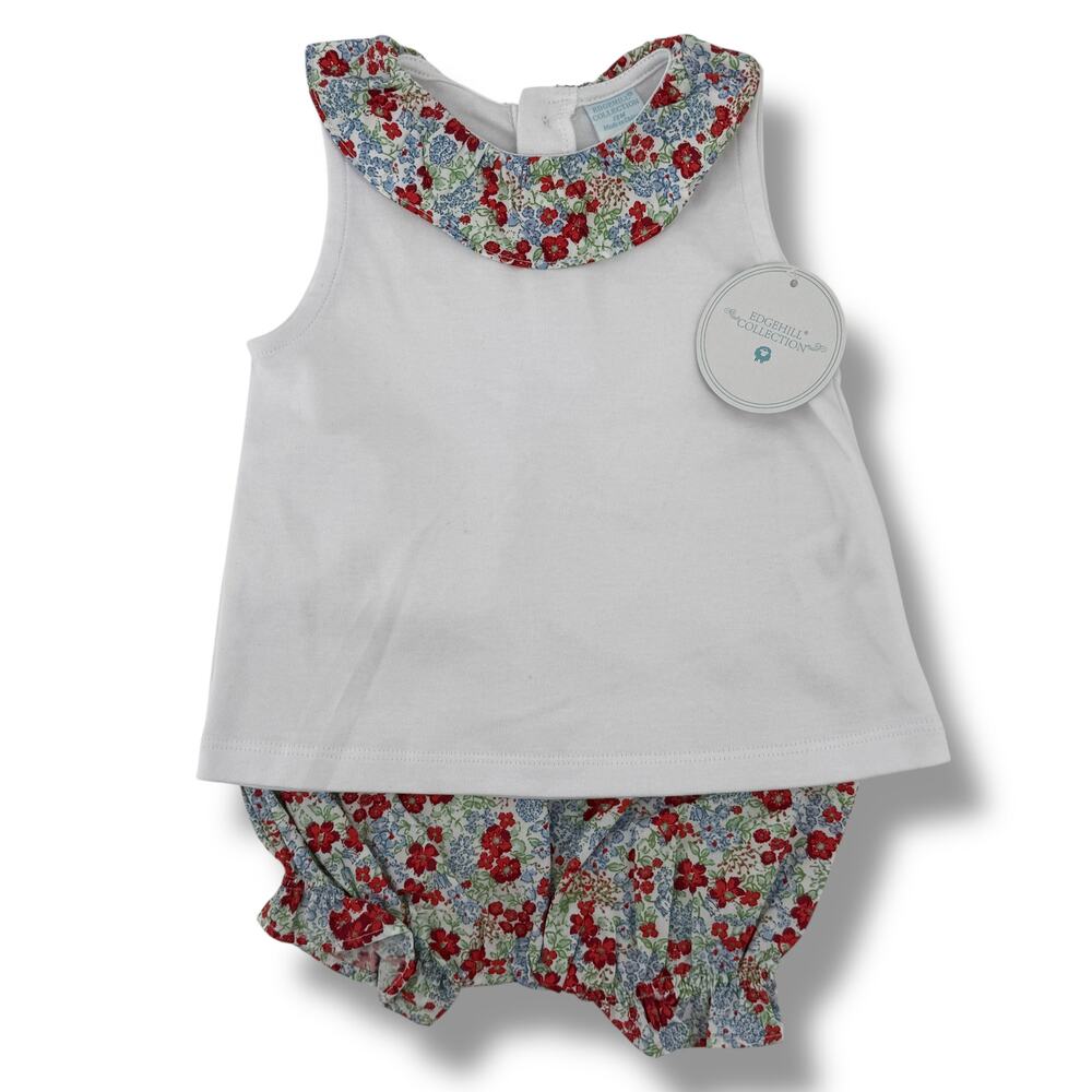 Edgehill Collection Floral Shirt Bloomers 2pc Set Baby Girl Sz 12 M Ruffle